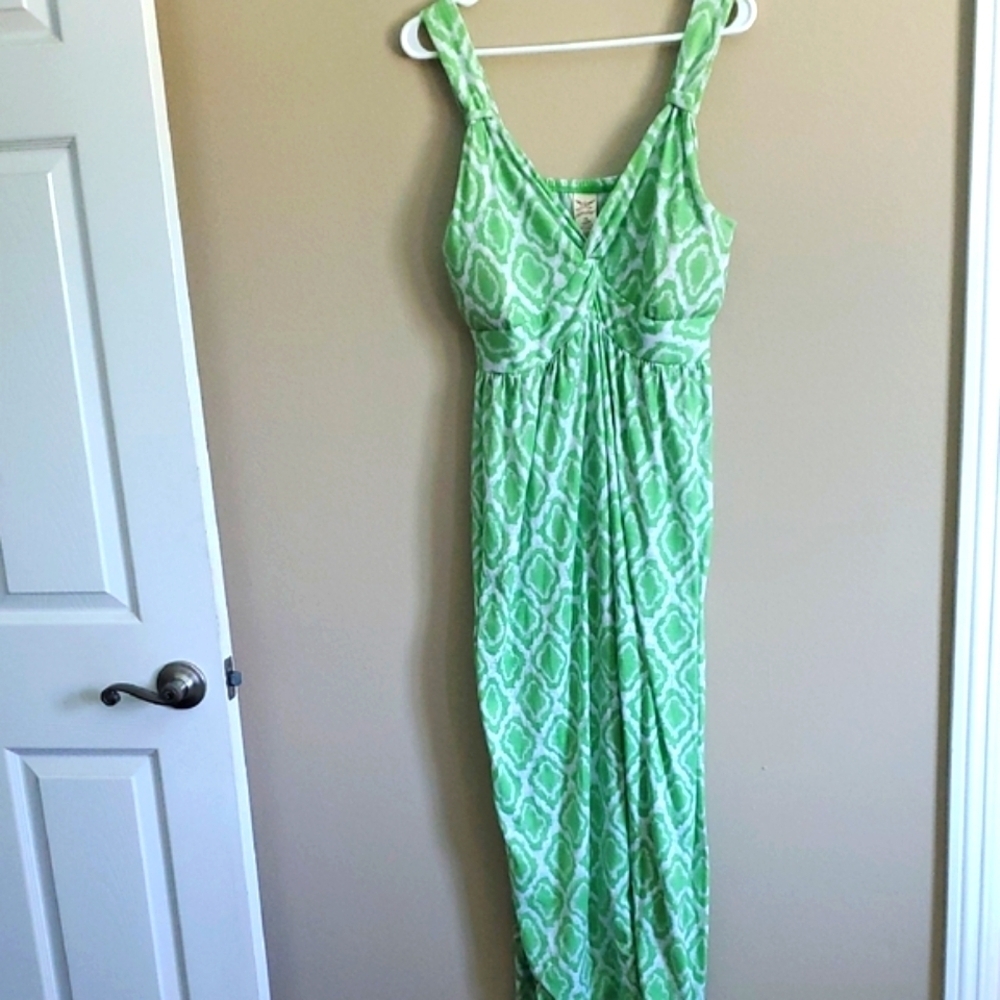 Faded Glory Green and White Maxi Summer Dress